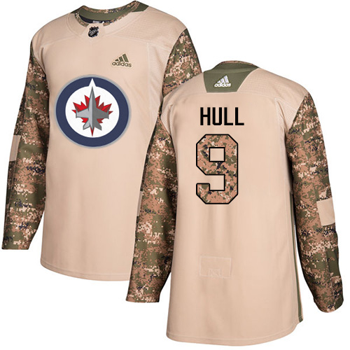Adidas Jets #9 Bobby Hull Camo Authentic Veterans Day Stitched NHL Jersey
